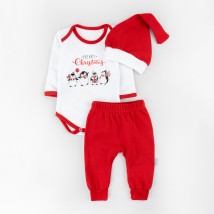 Комплект для новорожденных новогодний из трех предметов Merry Christmas с пингвинами  Dexter`s  Красный d352пг-нгтг  80 см (d352пг-нгтг)