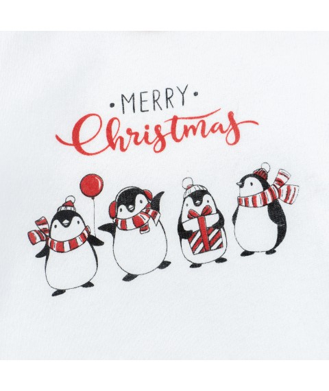 New Year's three-piece set for newborns Merry Christmas with penguins Malena Red; White 352 86 cm (d352пг-нгтг)