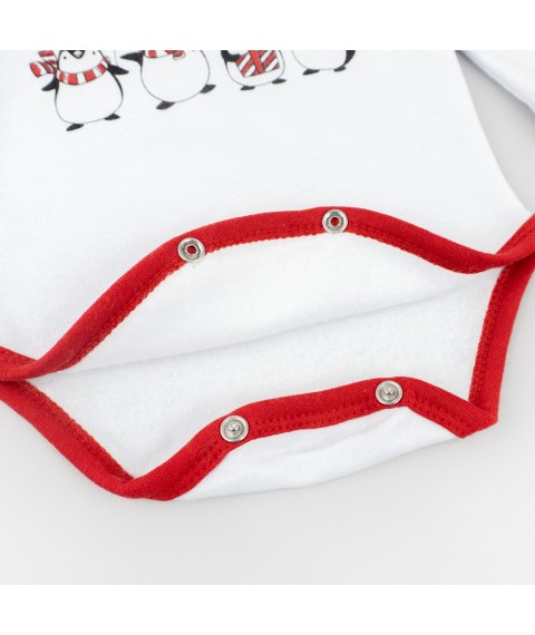 New Year's three-piece set for newborns Merry Christmas with penguins Malena Red; White 352 86 cm (d352пг-нгтг)
