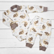 Set for a baby bodysuit and pants from three months Son Malena White; Brown 307 68 cm (307BK)