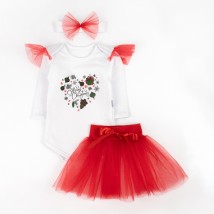 Bodysuit with tulle skirt Christmas Dexter`s White; Red 3-51 86 cm (d3-51б-нгтг)
