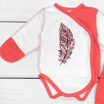 Baby bodysuit with rompers Dexter`s Feather Red; White 345 56 cm (d345pr-kr)