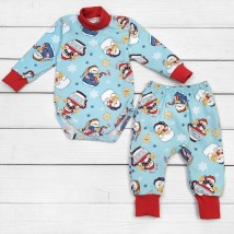 Dexter`s Snowmen Blue; Red 307 80 cm (d307sg-gb-ngtg) bodysuit with high neck and pants