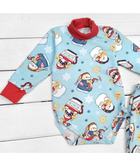Dexter`s Snowmen Blue; Red 307 80 cm (d307sg-gb-ngtg) bodysuit with high neck and pants