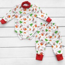 Боді і штани для малюків від трьох місяців Snowman з начосом  Dexter`s  Білий;Червоний 307  86 см (d307нг-б-нгтг)