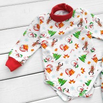 Body and pants for babies from three months Snowman with Dexter`s nachos White; Red 307 80 cm (d307ng-b-ngtg)
