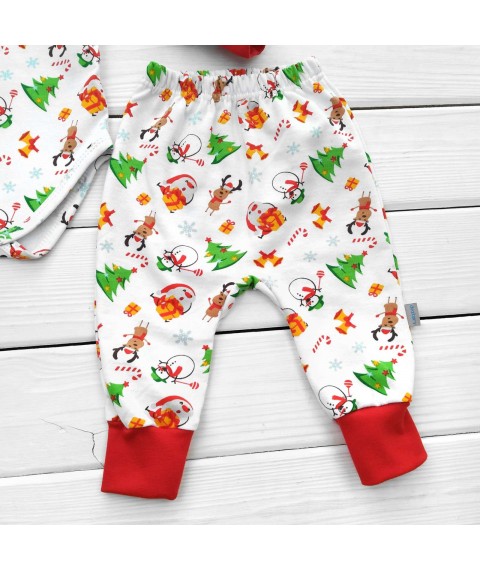 Боди и штаны для малышей от трех месяцев Snowman с начесом  Dexter`s  Белый;Красный 307  74 см (d307нг-б-нгтг)
