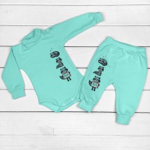 Набір кольору ментол для дитини боді та штани від трьох місяців Єнотики  Malena  Ментол 307  68 см (307е-мт)