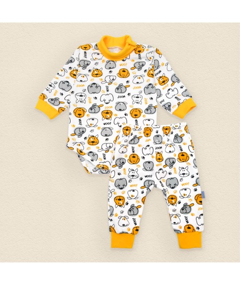 Боді та штани з начосом для дитини від трьох місяців Puppy  Dexter`s  Молочний;Жовтий 307  80 см (d307мд-дг)