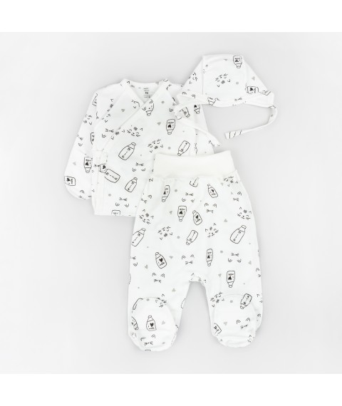 Set with a cap for newborns Milk made of Malena lining White 387 56 cm (d387млк)