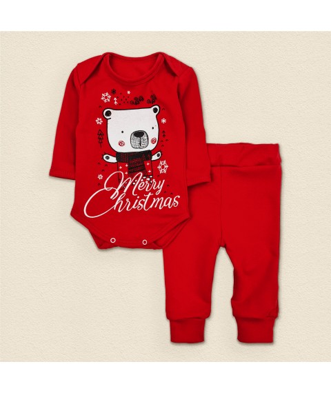 Детский праздничный комплект с начесом Christmas Bear  Dexter`s  Красный 321  74 см (d321-5-нгтг)