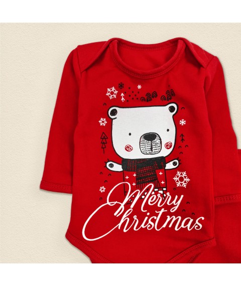 Детский праздничный комплект с начесом Christmas Bear  Dexter`s  Красный 321  74 см (d321-5-нгтг)