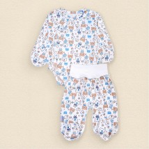 Комплект для новорожденного интерлок Мишутки  Dexter`s  Белый;Голубой d945мк  56 см (d945мк)