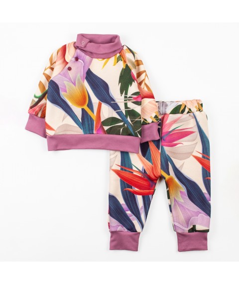 Leaves Dexter`s Baby Three-piece suit on fleece Multicolored d21-31-1 92 cm (d21-31-1)