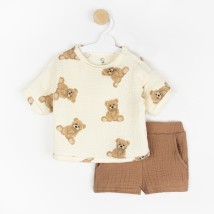 Костюмчик детский из муслина bear  Dexter`s  Бежевый;Коричневый d455вд  74 см (d455вд)