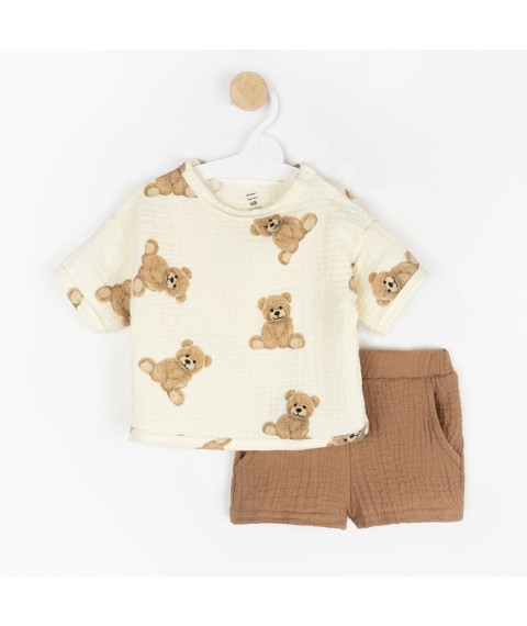 Костюмчик детский из муслина bear  Dexter`s  Бежевый;Коричневый d455вд  74 см (d455вд)
