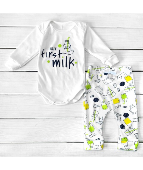 Детский костюм боди со штанами But First Milk  Dexter`s  Молочный;Желтый 957  86 см (d957млк-ж)