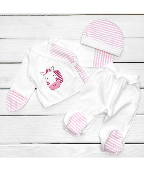 Set of 3 in 1 Debrik maternity hospital for newborn Malena White; Pink 977 62 cm (d977-3zr-rv)