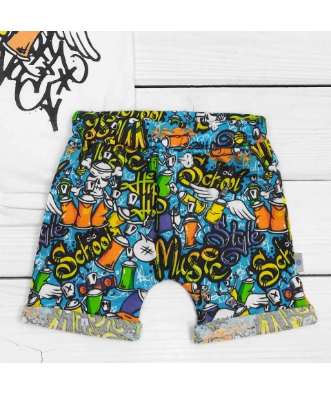 Old School Dexter`s Print Boy's Body with Shorts White; Blue 128 68 cm (d128-1old)