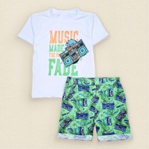 Комплект шорти футболка для хлопчика Music  Dexter`s  Білий;Зелений d128мус  122 см (d128мус)