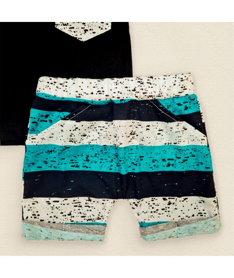Комплект шорти для хлопчика Stripes  Dexter`s  Чорний;Блакитний;Білий d152пл-чн  74 см (d152пл-чн)