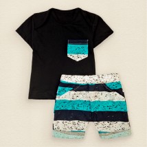 Комплект шорти для хлопчика Stripes  Dexter`s  Чорний;Блакитний;Білий d152пл-чн  68 см (d152пл-чн)
