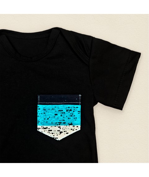 Комплект шорты футболка для мальчика Stripes  Dexter`s  Черный;Голубой;Белый d152пл-чн  80 см (d152пл-чн)