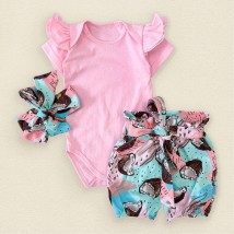 Боді шорти та пов'язка для дівчинки CocoJambo  Dexter`s  Рожевий;Ментол 10-56  80 см (d10-56кс-нв)