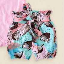 Боди шорты и повязка для девочки CocoJambo  Dexter`s  Розовый;Ментол 10-56  74 см (d10-56кс-нв)