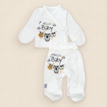Комплект для новонародженого з інтерлоку сорочечка повзунки Hello Baby  Dexter`s  Молочний 977  62 см (d977-2х-мл)