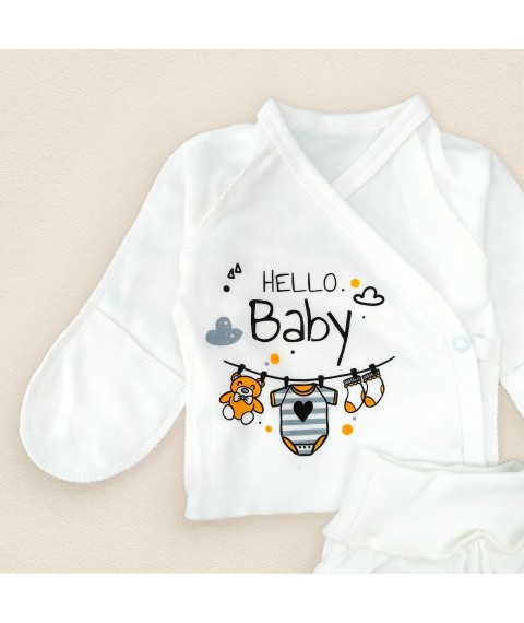 Комплект для новорожденного из интерлока распашонка ползунки Hello Baby  Dexter`s  Молочный 977  62 см (d977-2х-мл)