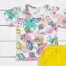 T-shirt with plain shorts for girls Cookies Dexter`s Menthol; Yellow 128 122 cm (d128tr-or)