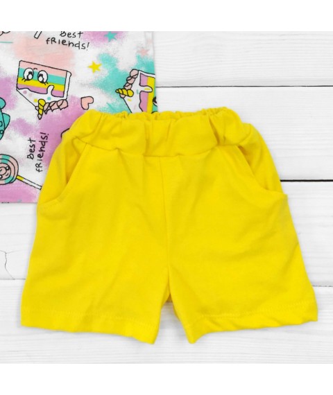 Футболка с однотонными шортами для девочки Cookies  Dexter`s  Ментол;Желтый 128  110 см (d128тр-ор)
