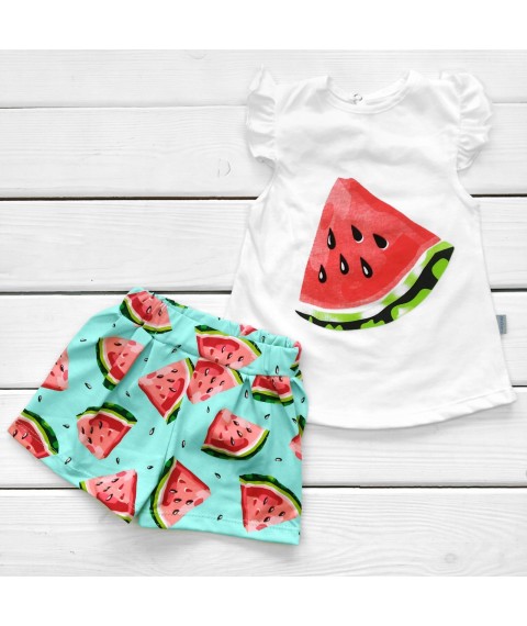 T-shirt and shorts-skirt with a print Watermelon Dexter`s White; Blue d127a-gb 122 cm (d127a-gb)