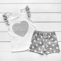 Summer suit for a girl Heart Dexter`s White; Gray 921 86 cm (921sv)