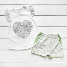 Summer set for girls Heart with shorts Dexter`s White; Gray 921 98 cm (921vet)