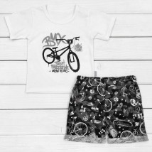 Boy's set BMX t-shirt and shorts Dexter`s White; Black 128 128 cm (d128bmx-b)