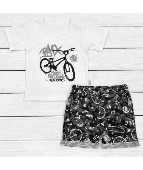 Boy's set BMX t-shirt and shorts Dexter`s White; Black 128 98 cm (d128bmx-b)