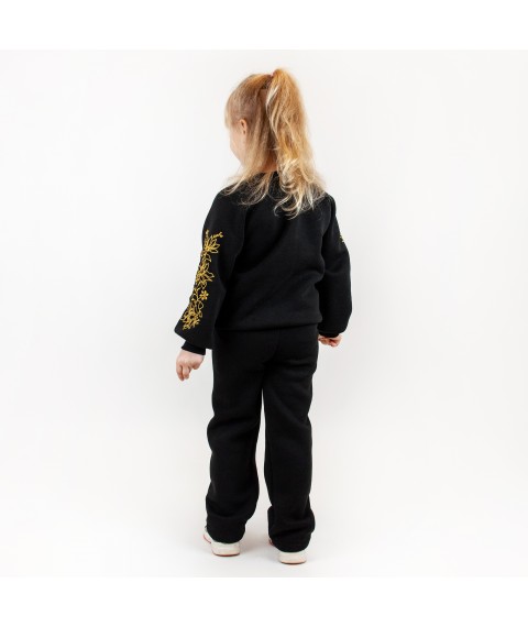 Laconic suit for girls sweatshirt with embroidery and culottes weaving flowers Dexter`s Black d2167-2 134 cm (d2167-2)