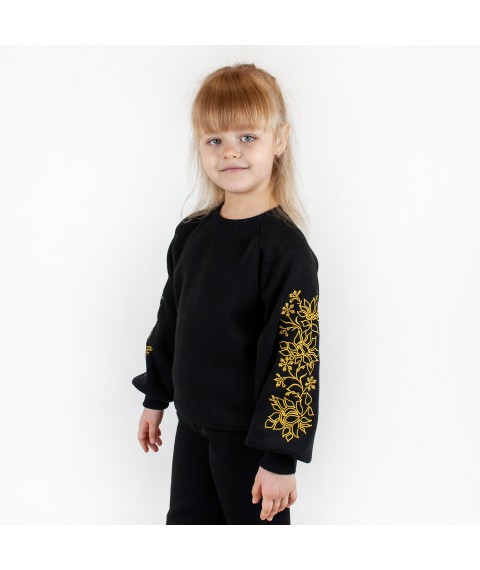 Laconic costume for girls sweatshirt with embroidery and culottes weaving flowers Dexter`s Black d2167-2 122 cm (d2167-2)