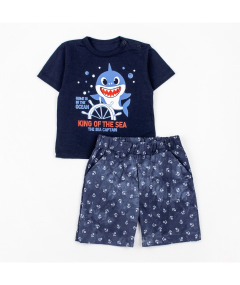 Boy's set, shorts, t-shirt Dexter`s shark Dark blue 152 74 cm (d152ak)