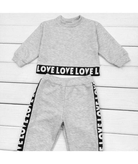 Спортивный костюм детский с укороченным свитшотом Love Love Love  Dexter`s  Серый 308  122 см (d308лв-ср)