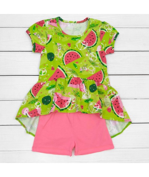 Туника с ассиметричным подолом и шорты SummerTime  Dexter`s  Зеленый;Розовый 140  110 см (d140ар-нв)