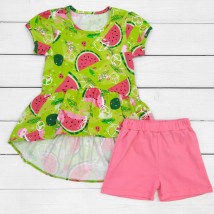 Туніка з асиметричним подолом та шорти SummerTime  Dexter`s  Зелений;Рожевий 140  110 см (d140ар-нв)
