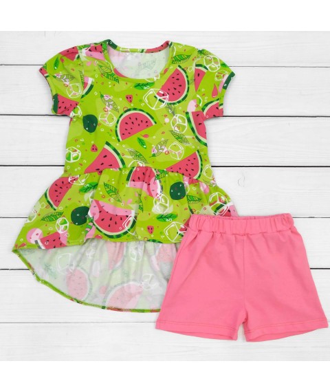 Туніка з асиметричним подолом та шорти SummerTime  Dexter`s  Зелений;Рожевий 140  98 см (d140ар-нв)