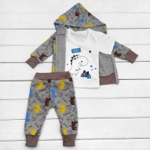Dinodex Dexter`s three-piece suit for a child with a zipper bomber Gray 910 74 cm (d910dn-sd)