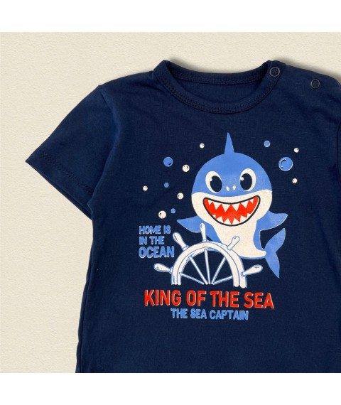Boy's set, shorts, t-shirt Dexter`s shark Dark blue 152 86 cm (d152ak)