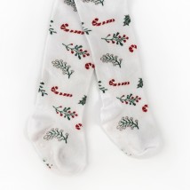 Колготки для дівчинки з антиковзким покриттям із святковим принтом Christmas  Dexter`s  Білий 68765  74 см (68765)