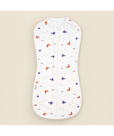 Mr Crab Dexter`s White 946 0-1 month diaper-cocoon interlock with zipper 0-1m (d946-1rb)