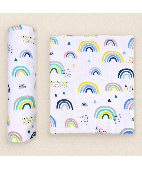 Flannel diaper for newborns Rainbow Dexter`s White; Multi-colored 202 90-100cm (d202рд)